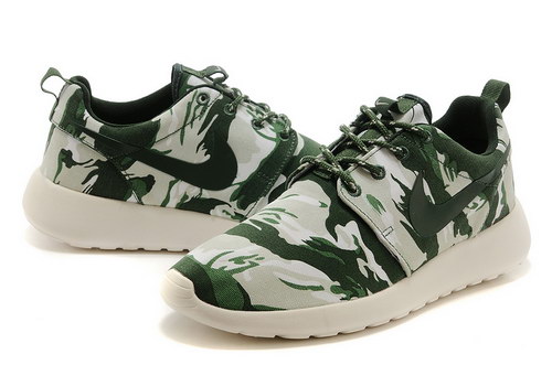 Nike Roshe Run Mens Shoes Camo Green White Hot Factory Outlet